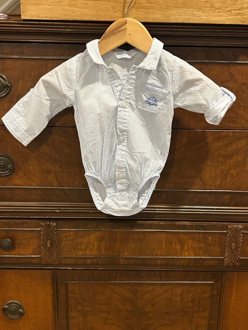 Mayoral Newborn Onesie Dress Shirt.